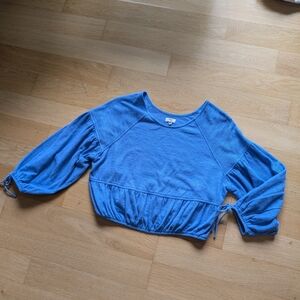 Aerie Blue Knit Cropped Sweatshirt